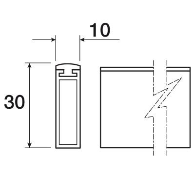 Лост за закачалки  10x30x1000 mm цвят алуминий